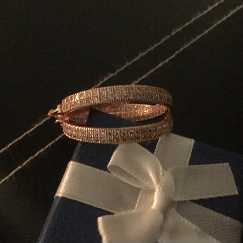 Rosetone cz hoop earrings